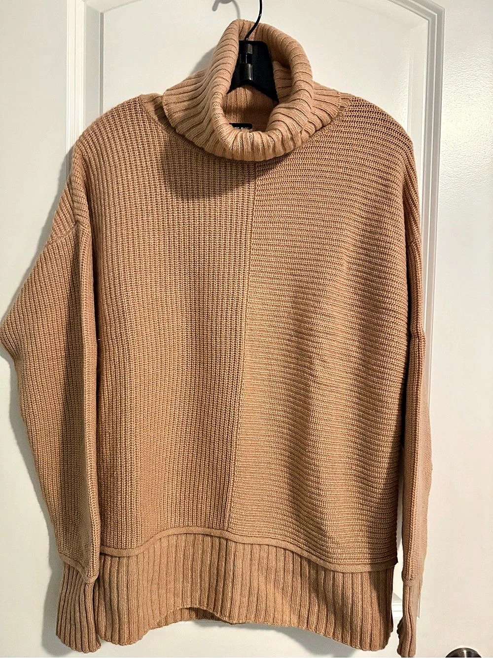 Repeat Silver Edition Wool Cashmere Turtleneck Sweater in peach’s light brown